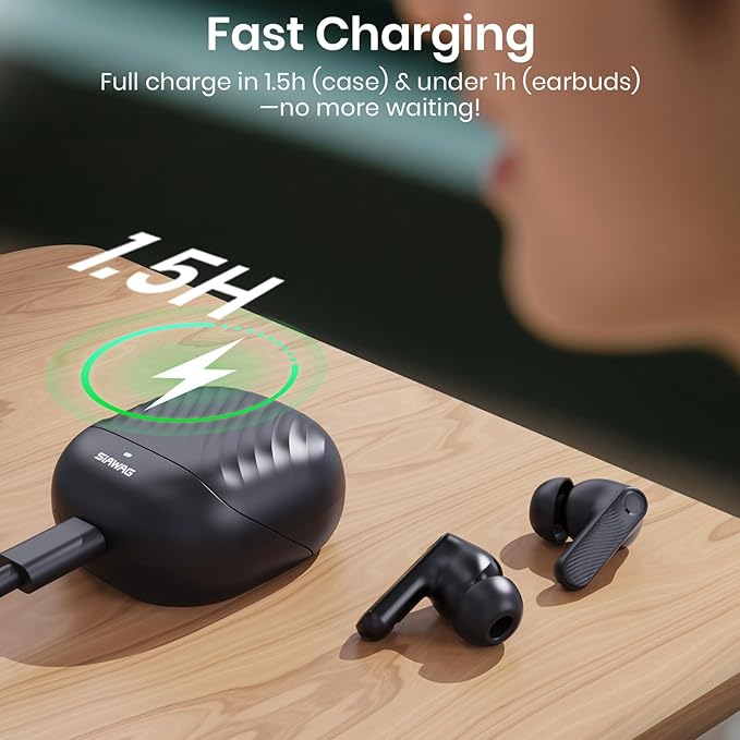 Wireless Earbuds 5.4 Bluetooth Headphones 100H Bluetooth Earbuds Active Noise Cancelling Earphones in-Ear Earbud with 4 ENC Noise Cancelling Mic IP5 Waterproof Earphones for Android iOS-StrideForce Fitness