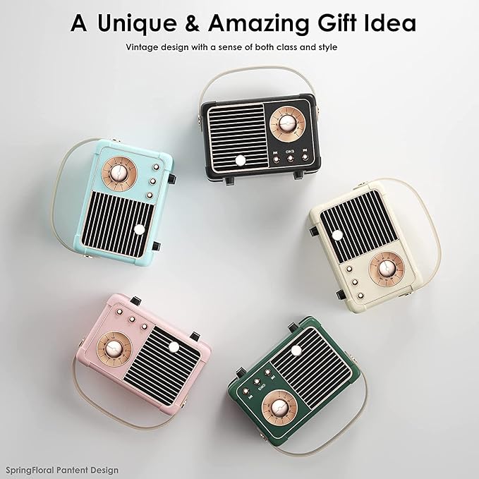 Retro Bluetooth Speaker, Vintage Decor, Small Portable Wireless Speaker,Hands-Free Call,400mA Battery,TF Card,Aux Line, for iOS Android Smartphone Home Office Gift Ideas Black-StrideForce Fitness