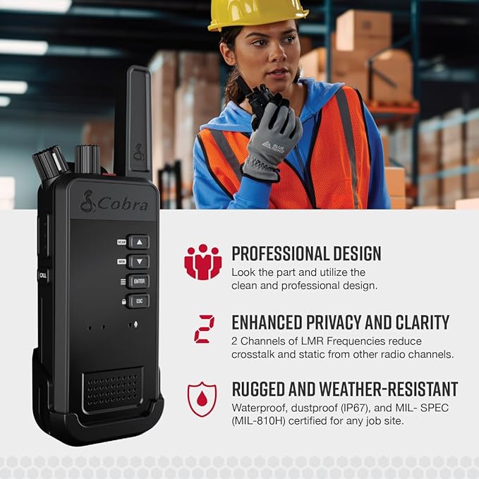 Cobra Performa 400 Business Radio (1-Pack with Dock) - 2-Channel UHF/LMR Professional Two Way Radio, Waterproof Walkie Talkie, Drop Proof, Shockproof IP67 & MIL-SPEC Rated, 18-Hour Li-Ion Battery-StrideForce Fitness