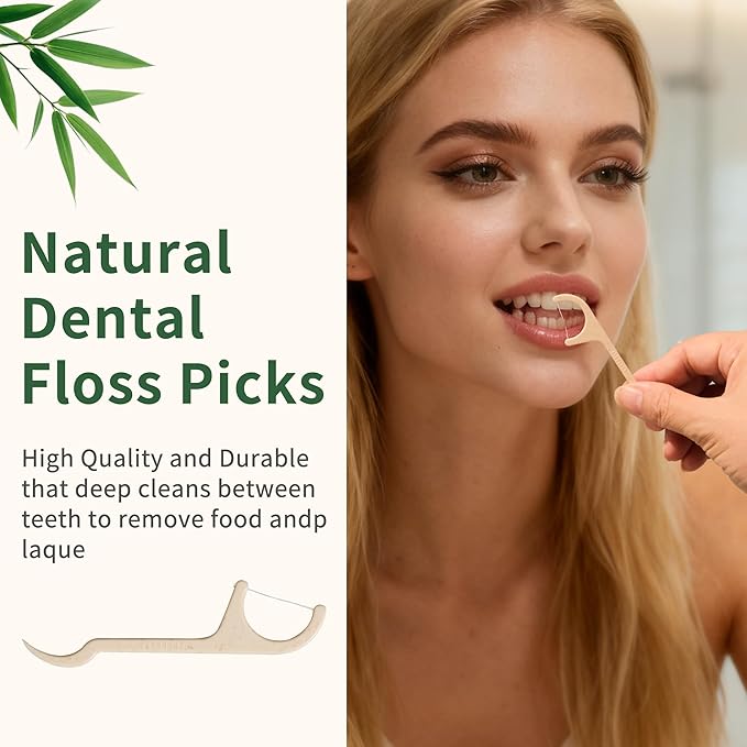 Floss Picks Tooth Picks Sticks Dental Flossers Biodegradable Wooden Grin Glide Tools for Adults Teeth Cleaning