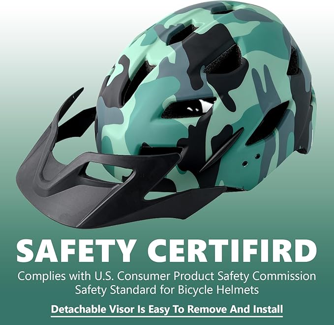 Kids Bike Helmet,Bavilk Kids Boys Girls Bike Helmets with LED Light Detachable Visor Children Youth Teen Multi-Sport for Skating Cycling Scooter Skateboard Adjustable & Lightweight 19.7"-22.4"-StrideForce Fitness