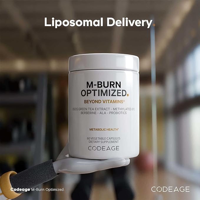 Codeage M-Burn Optimized Supplement - Decaffeinated Green Tea Std. to 50% EGCG, Berberine, Akkermansia, Vitamin B12 - Probiotics - Vitamins - 60 Capsules-StrideForce Fitness