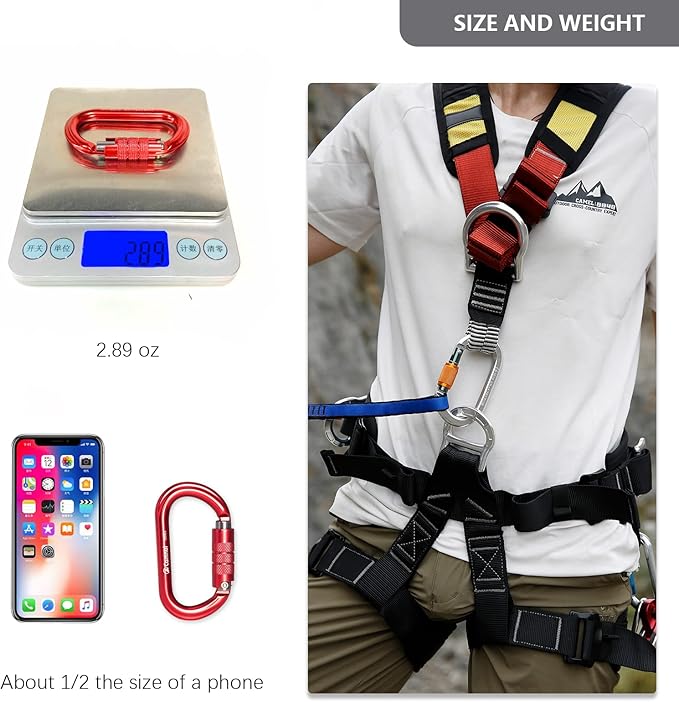 Heavy Duty Carabiner, 25kn(About 5620 lbs) Oval Carabiner Clip O-Shape Rock Climbing Carabiner Lightweight Caribeener for Climbing, Mountaineer, Aerial Work-StrideForce Fitness