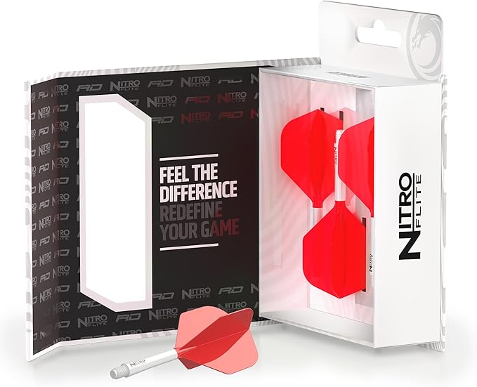 RED DRAGON Darts – Nitro Flite Integrated Flight & Shaft System – No.2 Shape and Design - Available in Short, Intermediate & Medium - Available in Variety of Colours - Professional Darts Accessories-StrideForce Fitness