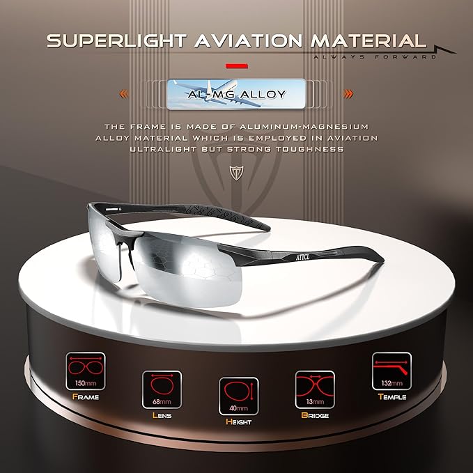 ATTCL Men's Sports Polarized Sunglasses Men for Driving running Fishing Golf - UV Protection Sun glasses Metal Frame-StrideForce Fitness