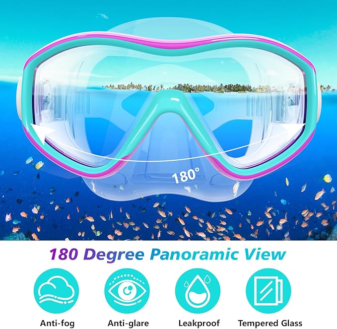 GoseWave Snorkeling Gear for Kids, Kids Snorkel Set for Ages 5-15, Anti-Fog Diving Mask and Dry Top Snorkel Set, Unisex Swimming Goggles with Nose Cover-StrideForce Fitness