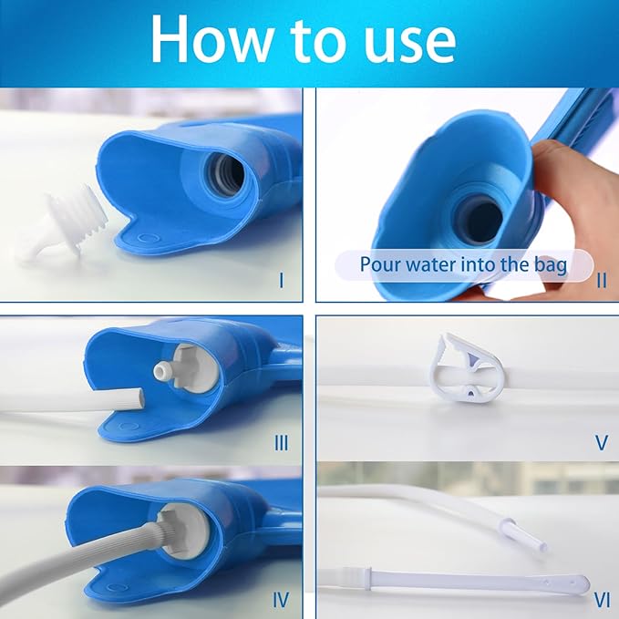 Coffee Enema Bag Kit, Douche Bag Combination Kit for Men and Women 5ft PVC Hose, 2L Capacity Water Colon Detox Cleanse Kit (Blue, 2L)-StrideForce Fitness