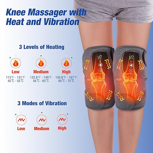 NORTHERN BROTHERS Cordless Knee Massager for Pain Relief, Knee Heating Pad with 3 Heat 3 Vibration, Adjustable Heated Knee Brace for Knee Shoulder Elbow, Gifts for Men Women