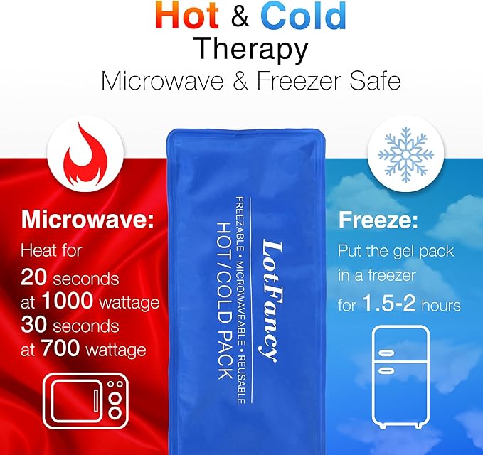 LotFancy Ice Pack for Injuries, 4 Reusable Hot Cold Packs for Therapy, Cooling or Heating Gel Pad for First Aid, Back, Shoulder, Neck, Head, Feet Pain Relief, 10.5 x 5 Inches-StrideForce Fitness