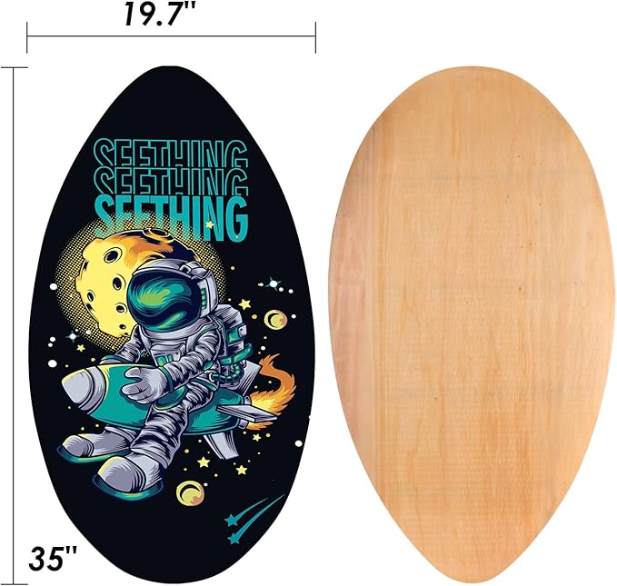 seething 35 Inch Skimboard with High Gloss Coat Wood Skim Board for Beginners,Kids, Teenagers, Adults and All Skimming-StrideForce Fitness