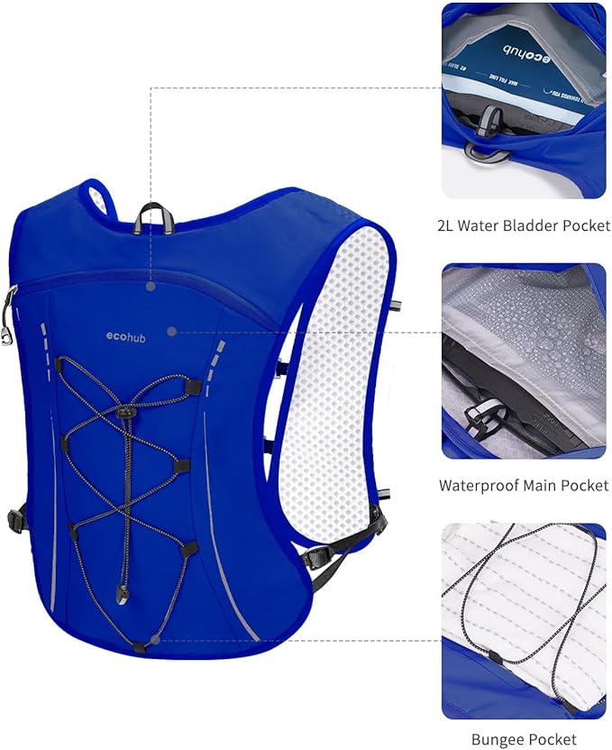 ECOHUB Running Hydration Vest Backpack,Lightweight Breathable Pack with 2L Water Bladder Bag Daypack for Hiking Trail Running Cycling Race Marathon for Women Men-StrideForce Fitness