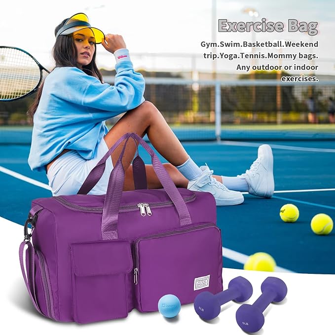 FIORETTO Women's Gym Duffle Bag with Shoes Compartment, 37L Capacity, Ideal for Travel, Gym, Sports, Duffel, Weekender-StrideForce Fitness