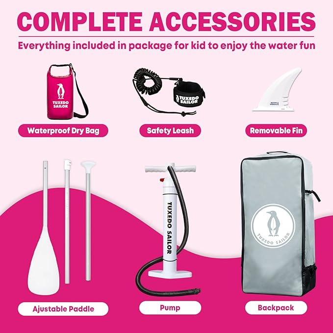 Tuxedo Sailor Kids Inflatable Paddle Board Lightweight and Safe Fishing Stand Up Paddle Board for Adults with Accessories-StrideForce Fitness