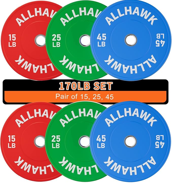 Colored Olympic Weight Plates, 2-inch Rubber Bumper Plate Set for Home Gym Barbell Weight Lifting and Strength Training-StrideForce Fitness