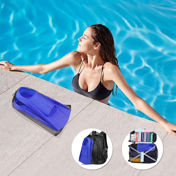 Gintenco Swim Fins, Kids Swim Training Fins for Lap Swimming, Travel Size Flippers with Mesh Bag, Silicone Swimming Fins for Kids Teens Adults Women Men-StrideForce Fitness