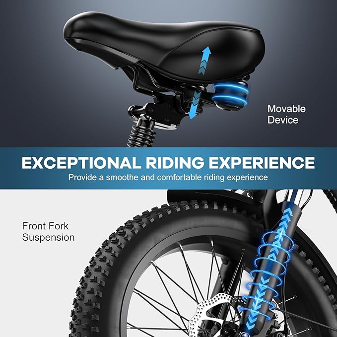 Foldable Electric Bike for Adults, Peak 1000W Brushless Motor 30MPH 70Miles City Commuter Ebike, 48V 20AH Lithium Battery, 20" Fat Tire 7-Speed E-Bicycle with Front Suspension Colourful LCD Display-StrideForce Fitness