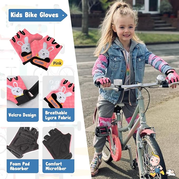 Soft-Style Kids Knee and Elbow Pads with Bike Gloves, Flexible Impact-Resistant Gear for Ages 2-11, Designed for Balance Bikes, Roller-Skating, and Skateboarding-StrideForce Fitness