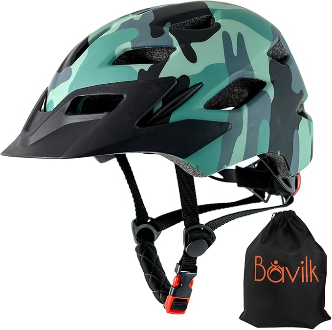Kids Bike Helmet,Bavilk Kids Boys Girls Bike Helmets with LED Light Detachable Visor Children Youth Teen Multi-Sport for Skating Cycling Scooter Skateboard Adjustable & Lightweight 19.7"-22.4"-StrideForce Fitness
