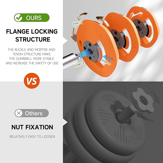 SKOK 25/55 lbs Pair Adjustable Dumbbells Set, Adjustable Weights Dumbbells Set for Men and Women with Anti-Slip Fast Adjust Weight by Turning Handle,Black Dumbbell with Tray-StrideForce Fitness