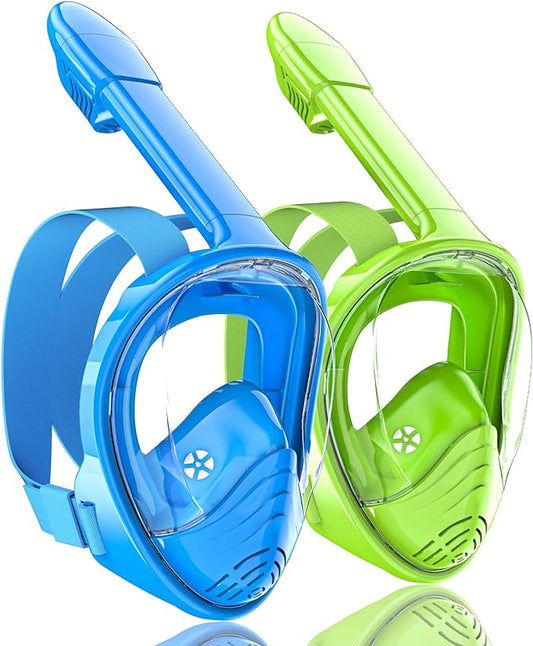 QingSong Kids Snorkel Mask Full Face, Snorkeling Set with Camera Mount, Foldable 180 Degree Panoramic View Snorkeling Gear Anti-Fog Anti-Leak-StrideForce Fitness