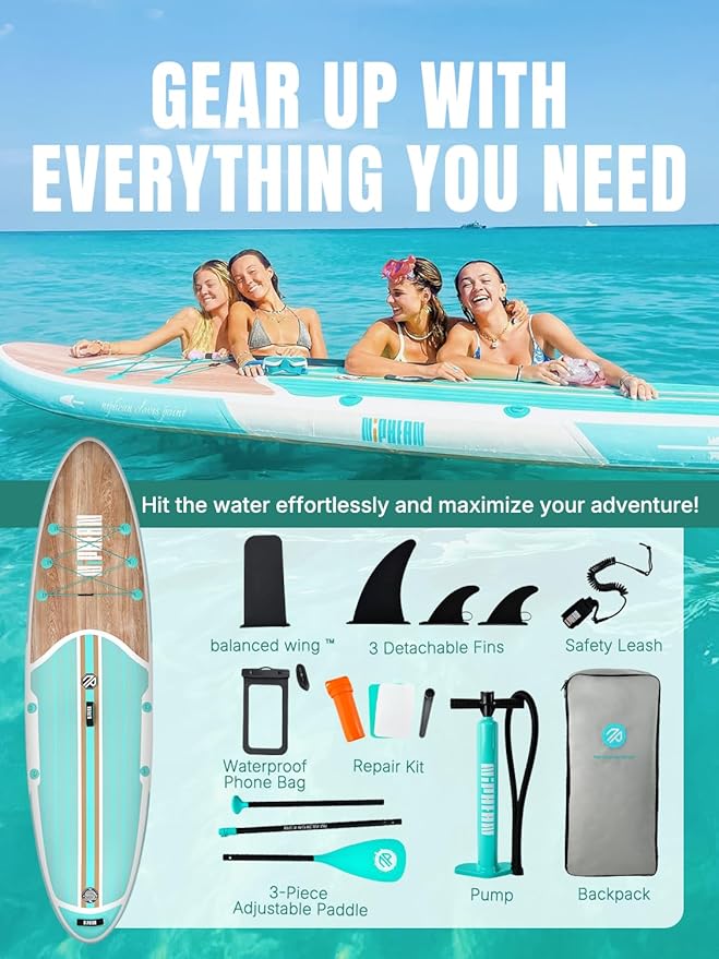 Niphean Inflatable Stand Up Paddle Board with SUP Accessories, Anti-Slip EVA Deck, 10’6’’ Inflatable Paddle Boards for Adults & Youth of All Skill Levels-StrideForce Fitness
