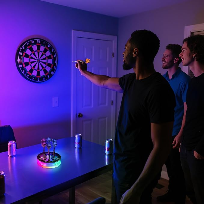 Light Up Dart Holder, Acrylic Dart Holder with Multiple Color Modes and Brightness Adjustment Function with Remote Control, Birthday Christmas Dart Gifts for Men or Darts Enthusiasts-StrideForce Fitness
