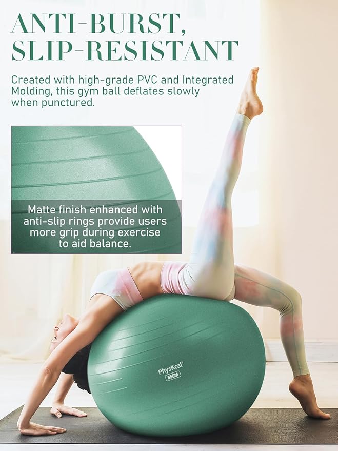 Yoga Ball for Exercise, Pilates Set, 4 Sizes Fitness Ball for Workout, Birthing, Pregnancy, Physical Therapy- Pump Included-StrideForce Fitness