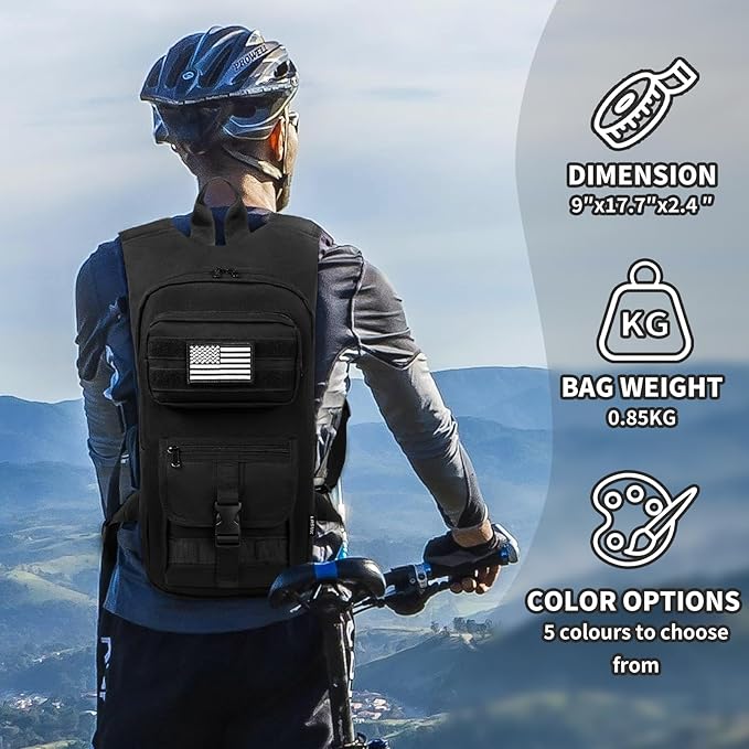 Hydration Backpack, Tactical Molle Water with 2L TPU Water Bladder, for Men Women Lightweight Water Backpack, Hydration Pack for Hiking, Biking, Climbing and Hunting-StrideForce Fitness