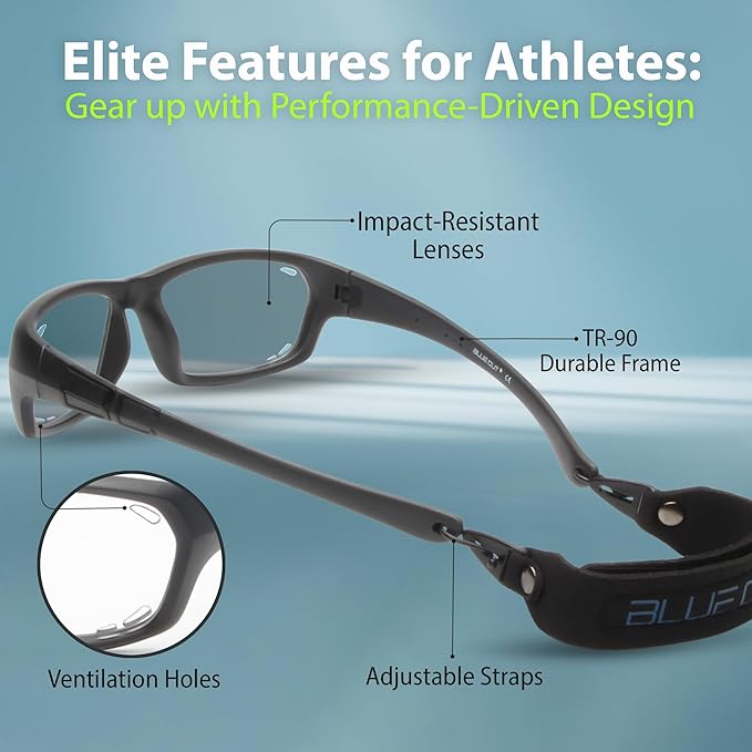 BLUE CUT Sports Protection Goggles, Photochromic Lenses Safety Glasses for Basketball, Pickleball Indoor Outdoor Sports-StrideForce Fitness