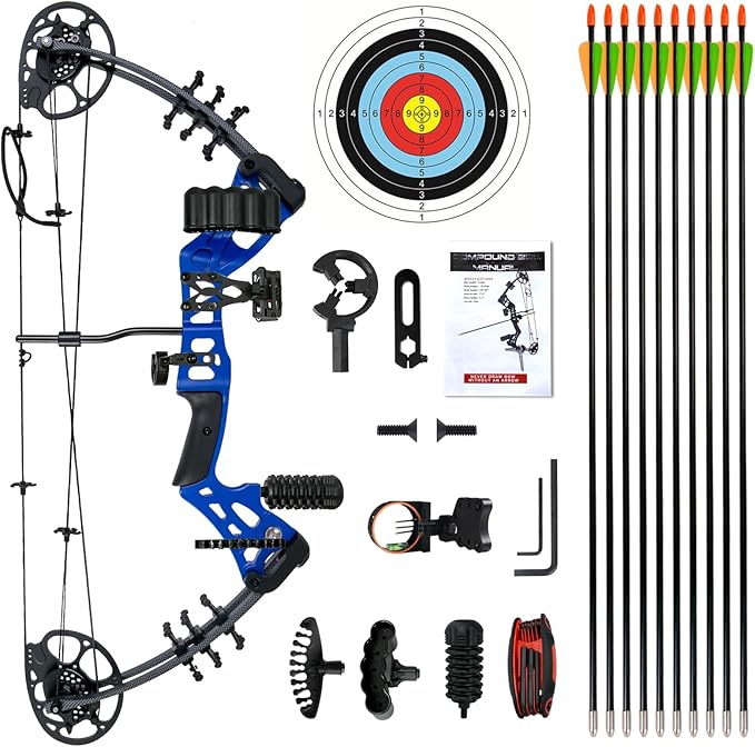Youth Compound Bow Set 15-45 Lbs for Teens and Beginner, Package with Archery Hunting Equipment, Max Speed 260fps, Adjustable, Right Hand-StrideForce Fitness