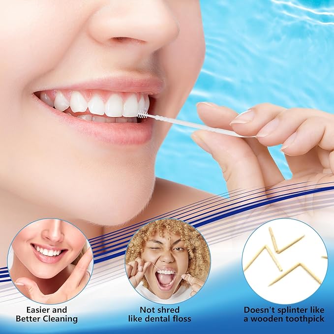 Brushpicks Interdental Toothpicks,Soft Bristle Dental Floss Picks Toothpicks,Helps Removes Plaque and Debris Between Your Teeth 300PCS (Pack of 1)