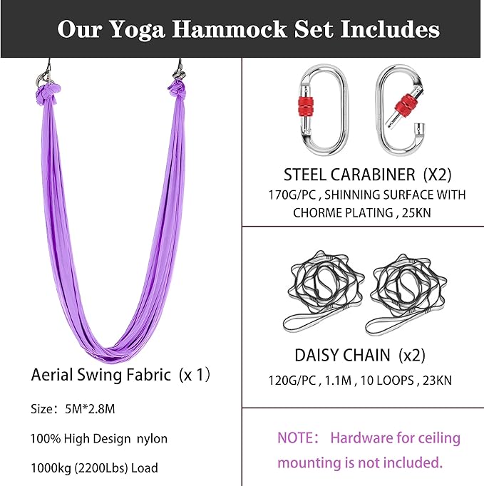 5.5 Yards Aerial Silk Swing Outdoor Hammock Aerial Yoga Swing For Adults,Aerial Yoga Hammocks for outside-StrideForce Fitness
