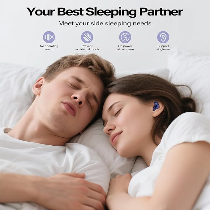 Sleep Earbuds, Mini ANC Wireless Earbuds Bluetooth 5.4 Headphones Deep Bass Stereo, 48H Playtime Ear Buds, 4 ENC Noise Cancelling Mic, In Ear IP7 Waterproof Earphones for Side Sleepers,Touch Control-StrideForce Fitness