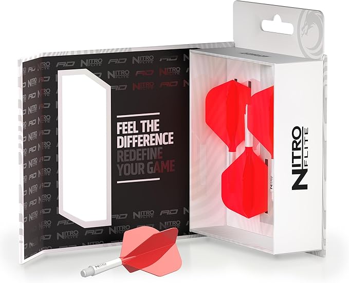 RED DRAGON Darts – Nitro Flite Integrated Flight & Shaft System – No.2 Shape and Design - Available in Short, Intermediate & Medium - Available in Variety of Colours - Professional Darts Accessories-StrideForce Fitness