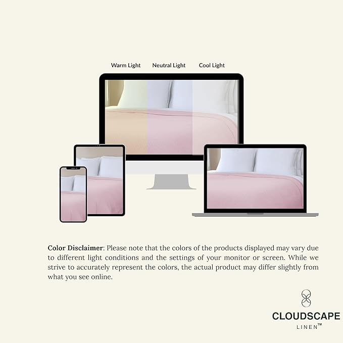 Cloud Scape Linen Herringbone Cotton Throw Blanket for Couch, Bed,Sofa, Home Decor, Soft, Lightweight, All-Season Bed Blanket, 50 x 70, Seashell Pink-StrideForce Fitness