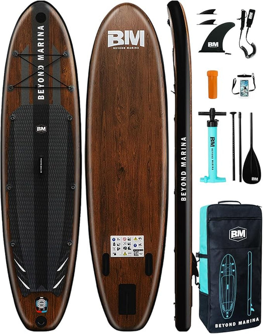 BM Paddle Board Inflatable Stand Up Paddle Board, SUP Paddleboard for Adult, Premium Accessories | Non-Slip EVA Deck & Foam Handles, Camera Mount, Double Action Pump, 85L Travel Backpack-StrideForce Fitness