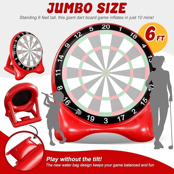 Inflatable Soccer Dart Board, Giant Kick Darts,Indoor Outdoor Lawn Yard Games for Kids Adults Family, Big Jumbo Carnival Games for Party | 6ft Dart Boards with Pump Accessories-StrideForce Fitness