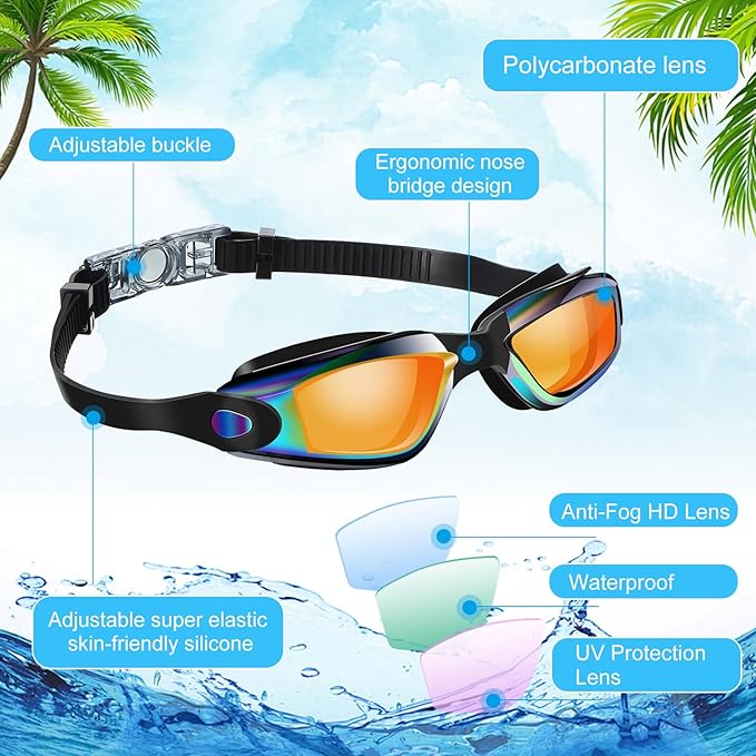 Konohan 10 Pack Swim Goggles Bulk for Kids adult Pool Goggles Anti Fog Silicone No Leak Swimming Glasses for Men Women Youth-StrideForce Fitness