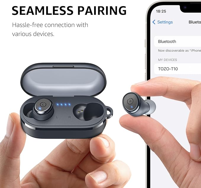 TOZO T10 Wireless Earbuds Bluetooth 5.3 Headphones, App Customize EQ, Ergonomic Design, 55H Playtime, Wireless Charging Case, IPX8 Waterproof Sound in-Ear Headset, 2025 New Version-StrideForce Fitness