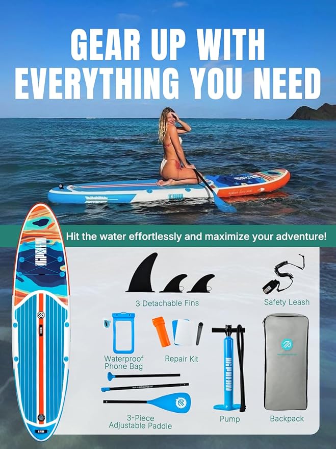 Niphean Inflatable Stand Up Paddle Board with SUP Accessories, Anti-Slip EVA Deck, 10’6’’ Inflatable Paddle Boards for Adults & Youth of All Skill Levels-StrideForce Fitness