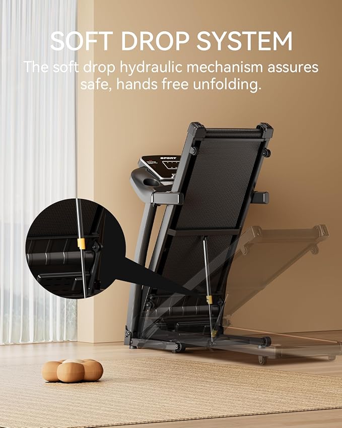 Treadmill for Home, 3.0HP Folding Treadmill with Incline, 300 lbs Capacity, Bluetooth & Heart Rate Sensor, Space-Saving Design-StrideForce Fitness