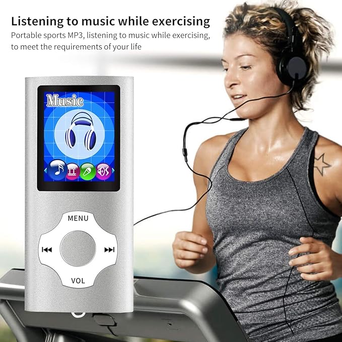 Mymahdi MP3/MP4 Portable Player,1.8 Inch LCD Screen,Max Support 64GB,Silver-StrideForce Fitness