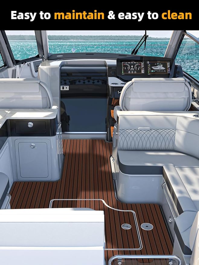 FOCEAN Boat Flooring EVA Foam Boat Decking Faux Teak Marine Flooring Boat Mat Boat Carpet Sheet for Motorboat RV Yacht Kayak Surfboard, 94.5"x 47.2"/35.4"/23.6"/15.7"-StrideForce Fitness