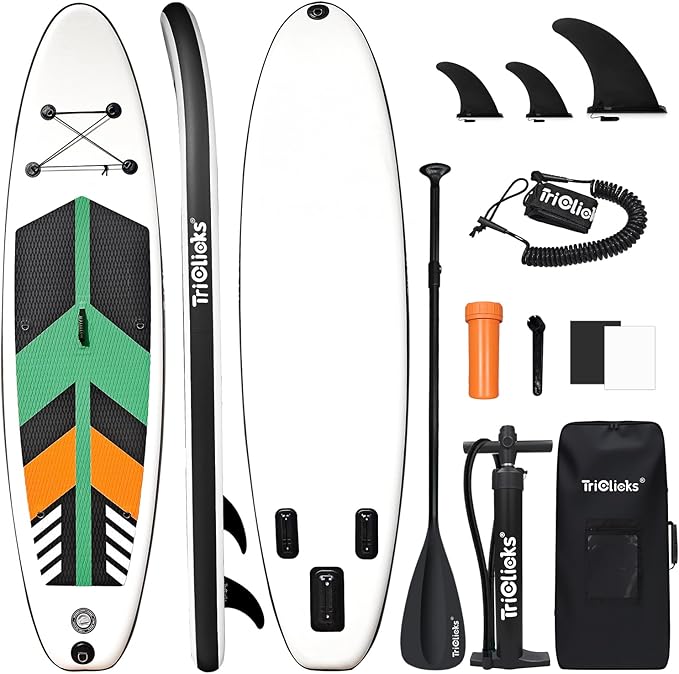 10' Inflatable Stand Up Paddle Board, Ultra-Light Wide Yoga Board for All Skill Levels with Premium SUP Paddleboard Accessories, 84L Waterproof Bag, Non-Slip Comfort Deck for Youth & Adults-StrideForce Fitness