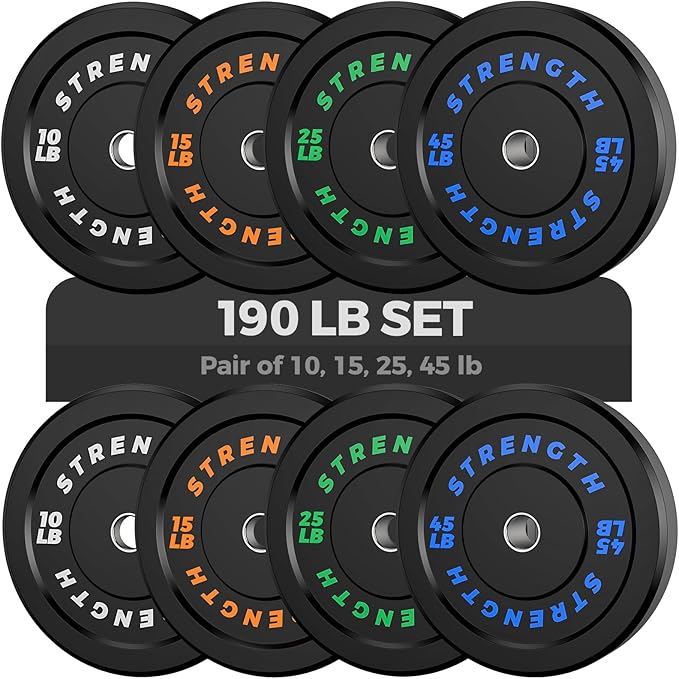 Olympic Rubber Bumper Weight Set - 2 Inch Barbell Plates for Home Gym Strength Training-StrideForce Fitness
