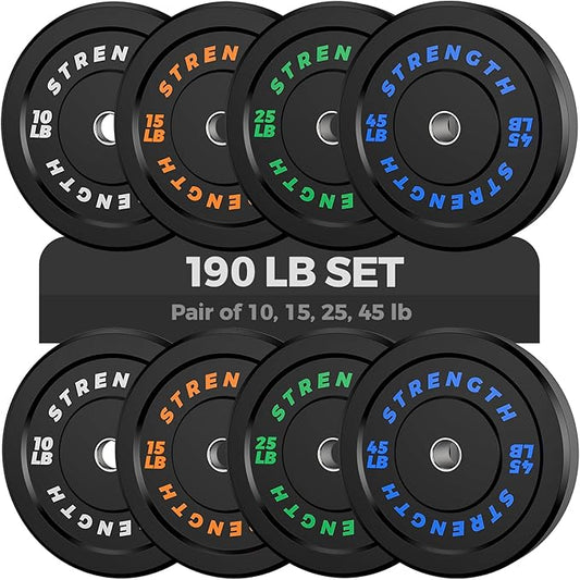 Olympic Rubber Bumper Weight Set - 2 Inch Barbell Plates for Home Gym Strength Training-StrideForce Fitness