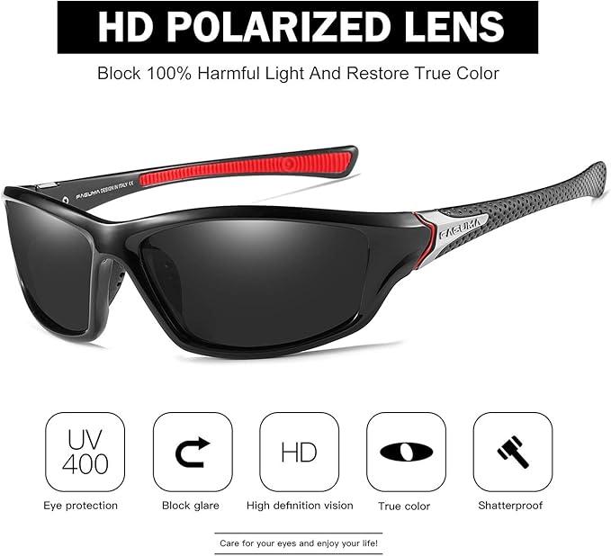 FAGUMA Sports Polarized Sunglasses For Men Cycling Driving Fishing UV400 Protection-StrideForce Fitness