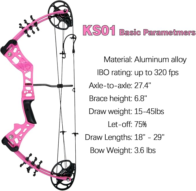 Youth Compound Bow Set 15-45 Lbs for Teens and Beginner, Package with Archery Hunting Equipment, Max Speed 260fps, Adjustable, Right Hand-StrideForce Fitness