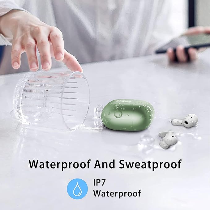 Wireless Earbuds, Bluetooth 5.4 Headphones in Ear with 4 ENC Noise Cancelling Mic, New Wireless Earphones HiFi Stereo Deep Bass 40H Playtime, in-Ear Bluetooth Earbuds LED Display IP7, USB-C, Green-StrideForce Fitness