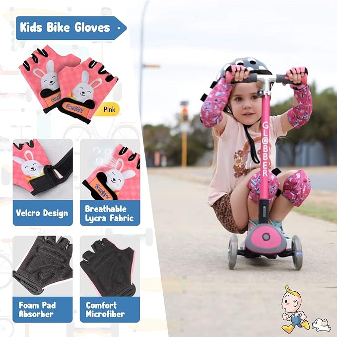Soft-Style Kids Knee and Elbow Pads with Bike Gloves, Flexible Impact-Resistant Gear for Ages 2-11, Designed for Balance Bikes, Roller-Skating, and Skateboarding-StrideForce Fitness